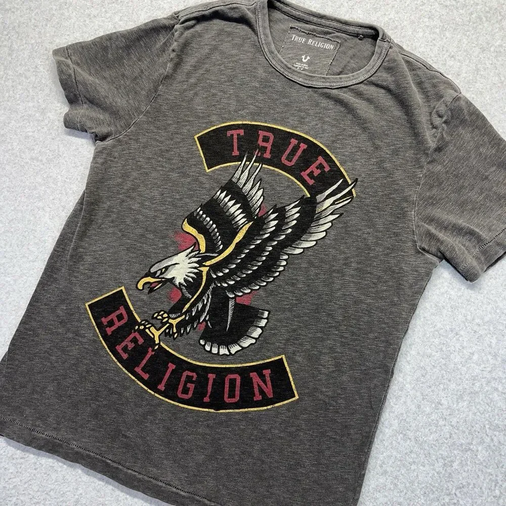 True Religion Shirt Mens M Gray True Eagle Tee American Traditional Rock Grunge